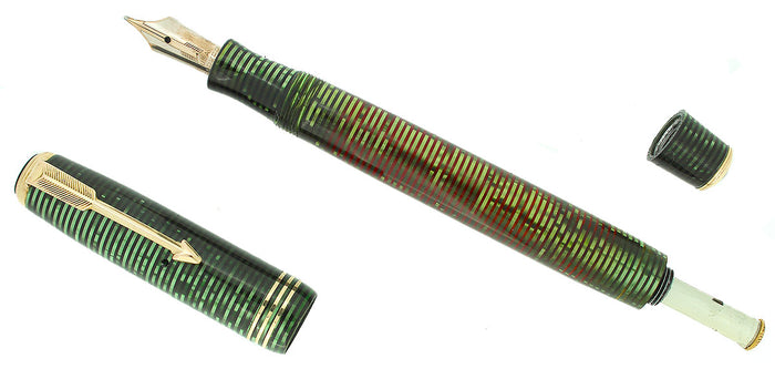 1937 PARKER EMERALD PEARL STANDARD VACUMATIC FOUNTAIN PEN CLEAN TRIM RESTORED