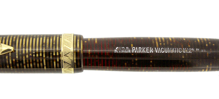 1937 PARKER GOLDEN PEARL DOUBLE JEWEL VACUMATIC FOUNTAIN RESTORED EARLY STYLE OFFERED BY ANTIQUE DIGGER