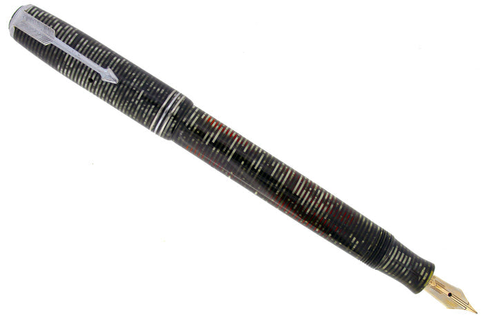 1937 PARKER SILVER PEARL STANDARD VACUMATIC DOUBLE JEWEL FOUNTAIN PEN RESTORED OFFERED BY ANTIQUE DIGGER