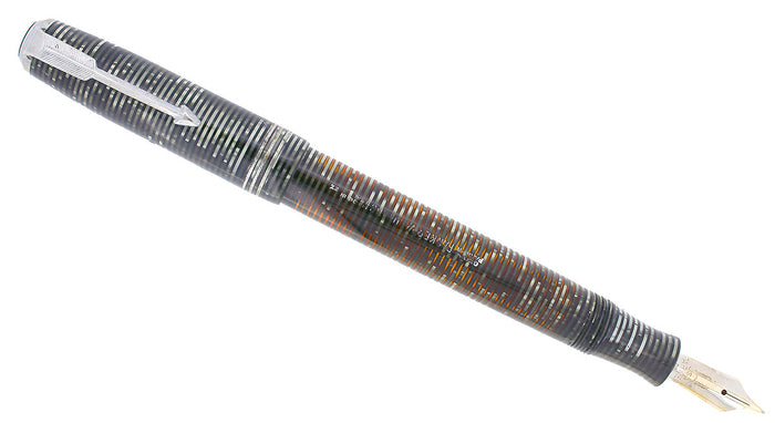 1937 PARKER SILVER PEARL STANDARD VACUMATIC DOUBLE JEWEL FOUNTAIN PEN RESTORED OFFERED BY ANTIQUE DIGGER