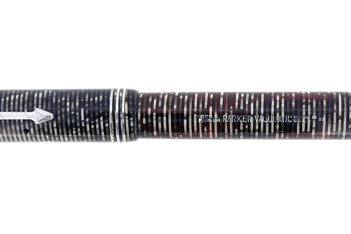 1937 PARKER SILVER PEARL STANDARD VACUMATIC DOUBLE JEWEL FOUNTAIN PEN RESTORED OFFERED BY ANTIQUE DIGGER
