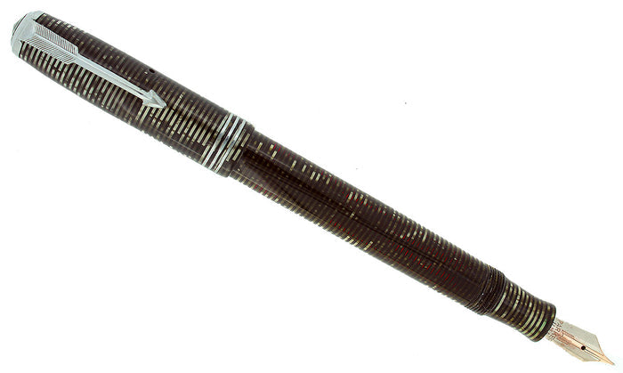 1937 PARKER SILVER PEARL STANDARD VACUMATIC FOUNTAIN PEN CLEAN TRIM RESTORED OFFERED BY ANTIQUE DIGGER