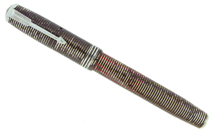 1937 PARKER SILVER PEARL STANDARD VACUMATIC FOUNTAIN PEN CLEAN TRIM RESTORED OFFERED BY ANTIQUE DIGGER