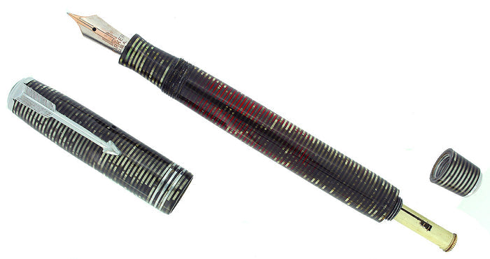 1937 PARKER SILVER PEARL STANDARD VACUMATIC FOUNTAIN PEN CLEAN TRIM RESTORED OFFERED BY ANTIQUE DIGGER