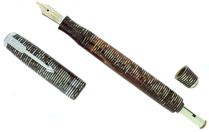 1937 PARKER SILVER PEARL STANDARD VACUMATIC FOUNTAIN PEN RESTORED OFFERED BY ANTIQUE DIGGER
