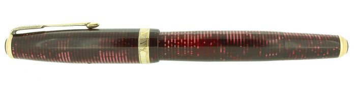 1937 PARKER VACUMATIC DOUBLE JEWEL MAJOR BURGUNDY PEARL FOUNTAIN PEN RESTORED OFFERED BY ANTIQUE DIGGER