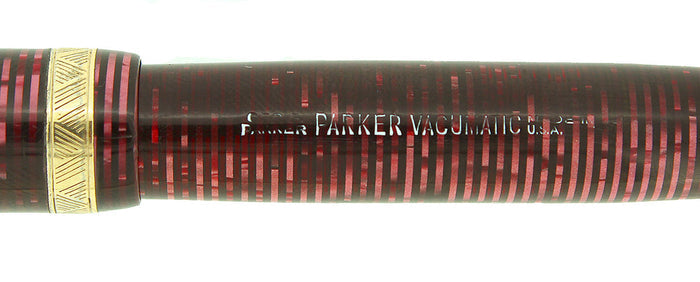 1937 PARKER VACUMATIC DOUBLE JEWEL MAJOR BURGUNDY PEARL FOUNTAIN PEN RESTORED OFFERED BY ANTIQUE DIGGER