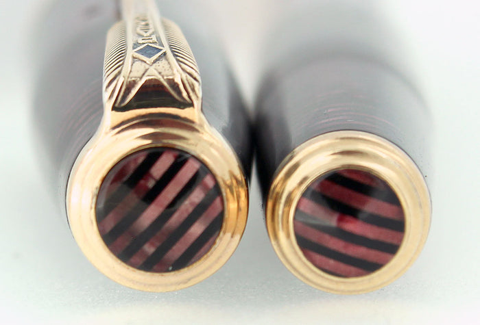1937 PARKER VACUMATIC DOUBLE JEWEL MAJOR BURGUNDY PEARL FOUNTAIN PEN RESTORED OFFERED BY ANTIQUE DIGGER