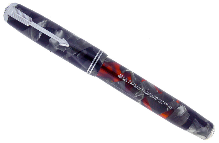 1937 PARKER VACUMATIC JR MOTTLED SILVER PEARL FOUNTAIN PEN RESTORED OFFERED BY ANTIQUE DIGGER