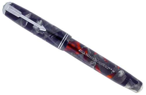 1937 PARKER VACUMATIC JR MOTTLED SILVER PEARL FOUNTAIN PEN RESTORED OFFERED BY ANTIQUE DIGGER
