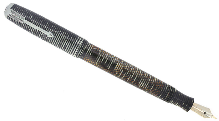1937 PARKER VACUMATIC SILVER PEARL STANDARD DOUBLE JEWEL FOUNTAIN PEN RESTORED OFFERED BY ANTIQUE DIGGER