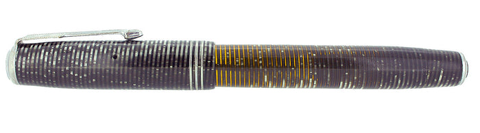 1937 PARKER VACUMATIC SILVER PEARL STANDARD DOUBLE JEWEL FOUNTAIN PEN RESTORED OFFERED BY ANTIQUE DIGGER