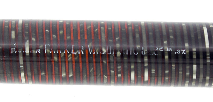 1937 PARKER VACUMATIC STANDARD SIZE SILVER PEARL DOUBLE JEWEL FOUNTAIN PEN RESTORED OFFERED BY ANTIQUE DIGGER