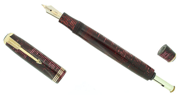 1938 PARKER BURGUNDY PEARL STANDARD VACUMATIC FOUNTAIN PEN RESTORED OFFERED BY ANTIQUE DIGGER