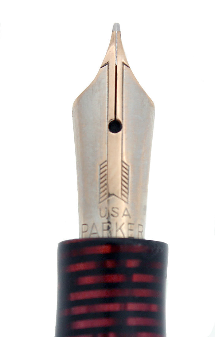 1938 PARKER BURGUNDY PEARL STANDARD VACUMATIC FOUNTAIN PEN RESTORED OFFERED BY ANTIQUE DIGGER