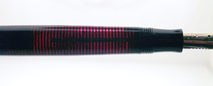 1938 PARKER JET BLACK VACUMATIC DOUBLE JEWEL FOUNTAIN PEN WITH F - B FLEX NIB IN RESTORED CONDITION OFFERED BY ANTIQUE DIGGER