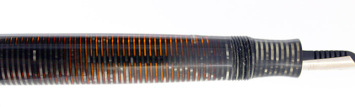 1938 PARKER SILVER PEARL DOUBLE JEWEL VACUMATIC FOUNTAIN PEN LONG MAJOR RESTORED OFFERED BY ANTIQUE DIGGER