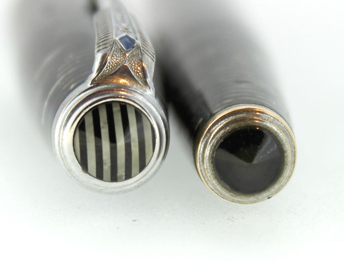 1938 PARKER SILVER PEARL DOUBLE JEWEL VACUMATIC FOUNTAIN PEN LONG MAJOR RESTORED OFFERED BY ANTIQUE DIGGER