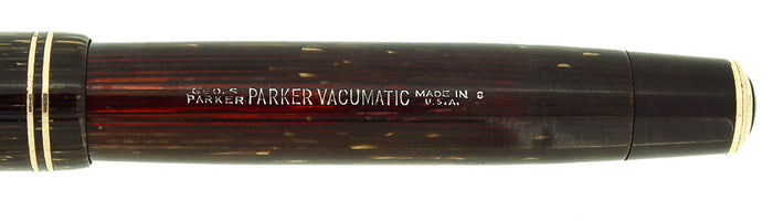 1938 PARKER VACUMATIC GOLDEN PEARL SHADOW WAVE DOUBLE JEWEL FOUNTAIN PEN RESTORED OFFERED BY ANTIQUE DIGGER