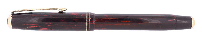 1938 PARKER VACUMATIC JUNIORETTE RED PEARL SHADOW WAVE DOUBLE JEWEL FOUNTAIN PEN RESTORED OFFERED BY ANTIQUE DIGGER