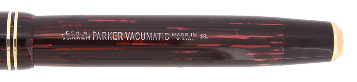 1938 PARKER VACUMATIC JUNIORETTE RED PEARL SHADOW WAVE DOUBLE JEWEL FOUNTAIN PEN RESTORED OFFERED BY ANTIQUE DIGGER