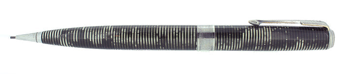 1939 PARKER SILVER PEARL CELLULOID SENIOR MAXIMA PENCIL RARE COIN STACK CAP BAND RESTORED OFFERED BY ANTIQUE DIGGER