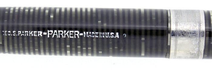 1939 PARKER SILVER PEARL CELLULOID SENIOR MAXIMA PENCIL RARE COIN STACK CAP BAND RESTORED OFFERED BY ANTIQUE DIGGER