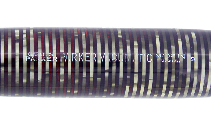 1939 PARKER SILVER PEARL VACUMATIC DOUBLE JEWEL FOUNTAIN PEN F-B NIB RESTORED OFFERED BY ANTIQUE DIGGER