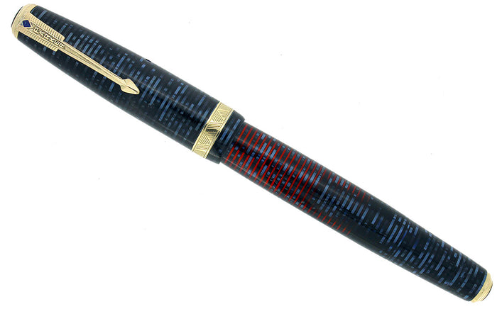1940 PARKER AZURE BLUE VACUMATIC DOUBLE JEWEL FOUNTAIN PEN MAJOR SIZE RESTORED OFFERED BY ANTIQUE DIGGER