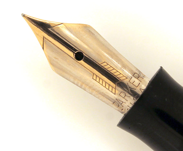 1940 PARKER EMERALD PEARL VACUMATIC DOUBLE JEWEL FOUNTAIN PEN F-BB NIB RESTORED OFFERED BY ANTIQUE DIGGER