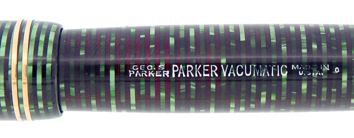 1940 PARKER EMERALD PEARL VACUMATIC DOUBLE JEWEL FOUNTAIN PEN M-BB NIB RESTORED OFFERED BY ANTIQUE DIGGER