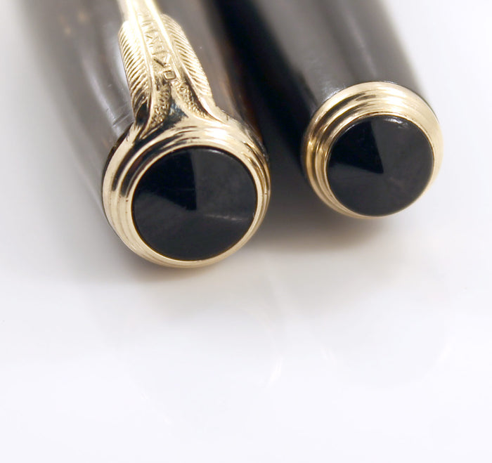 1940 PARKER GOLD PEARL DOUBLE JEWEL VACUMATIC SHADOW WAVE FOUNTAIN PEN RESTORED OFFERED BY ANTIQUE DIGGER
