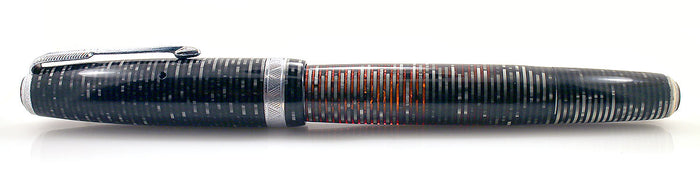 1940 PARKER SILVER PEARL DOUBLE JEWEL VACUMATIC FOUNTAIN PEN MAJOR SIZE RESTORED OFFERED BY ANTIQUE DIGGER