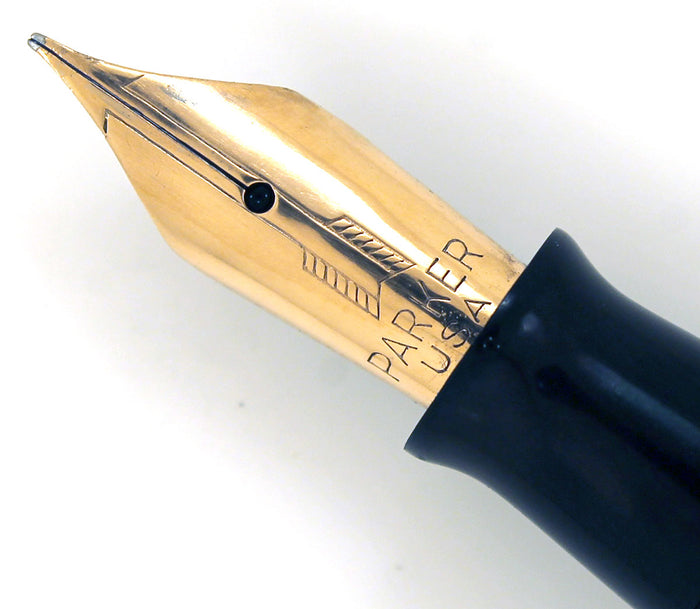 1940 PARKER SILVER PEARL DOUBLE JEWEL VACUMATIC FOUNTAIN PEN MAJOR SIZE RESTORED OFFERED BY ANTIQUE DIGGER