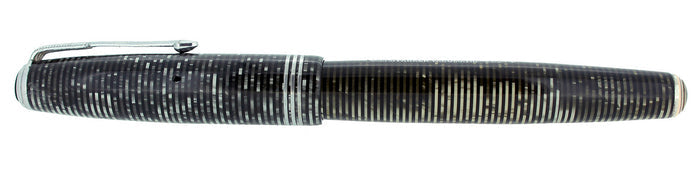 1940 PARKER SILVER PEARL STREAMLINE STANDARD VACUMATIC FOUNTAIN PEN RESTORED OFFERED BY ANTIQUE DIGGER