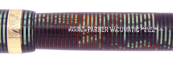 1940 PARKER VACUMATIC EMERALD PEARL DOUBLE JEWEL LONG MAJOR FOUNTAIN PEN RESTORED OFFERED BY ANTIQUE DIGGER