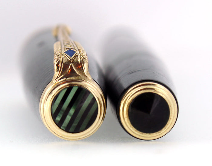 1940 PARKER VACUMATIC EMERALD PEARL DOUBLE JEWEL LONG MAJOR FOUNTAIN PEN RESTORED OFFERED BY ANTIQUE DIGGER