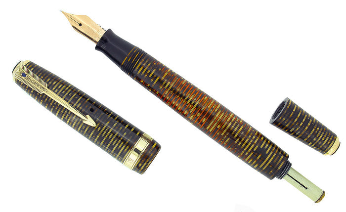 1940 PARKER VACUMATIC GOLDEN PEARL DOUBLE JEWEL FOUNTAIN PEN RESTORED OFFERED BY ANTIQUE DIGGER