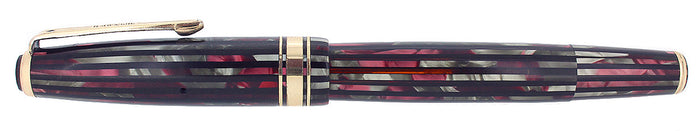 1941 PARKER 1ST GEN SENIOR STRIPED DUOFOLD DUSTY ROSE FOUNTAIN PEN RESTORED OFFERED BY ANTIQUE DIGGER