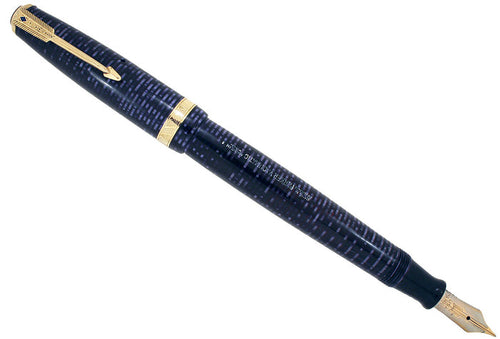 1941 PARKER AZURE PEARL DOUBLE JEWEL VACUMATIC FOUNTAIN PEN LONG MAJOR SIZE RESTORED OFFERED BY ANTIQUE DIGGER