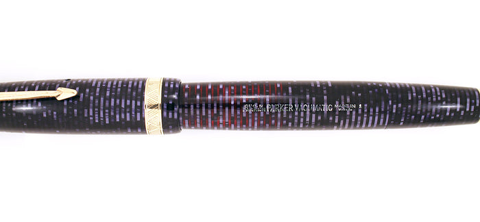 1941 PARKER AZURE PEARL DOUBLE JEWEL VACUMATIC FOUNTAIN PEN LONG MAJOR SIZE RESTORED OFFERED BY ANTIQUE DIGGER