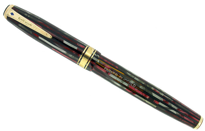 1941 PARKER DUOFOLD FOUNTAIN PEN DUSTY ROSE CELLULOID INGENUE SIZE RESTORED OFFERED BY ANTIQUE DIGGER