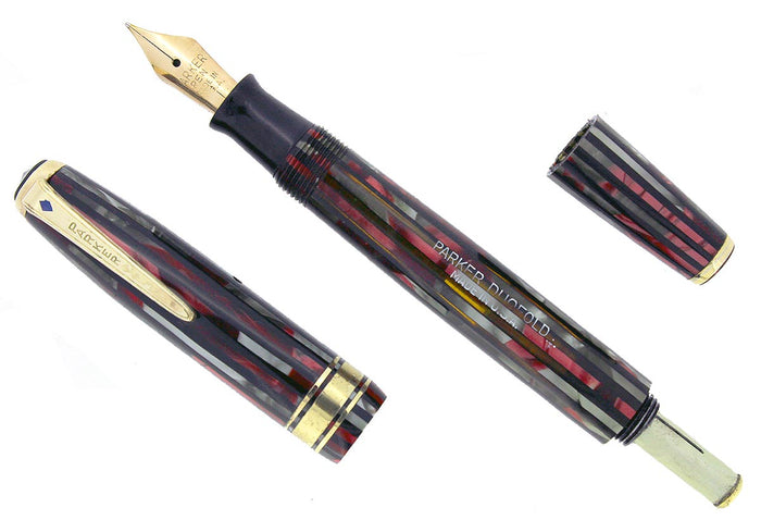 1941 PARKER DUOFOLD FOUNTAIN PEN DUSTY ROSE CELLULOID INGENUE SIZE RESTORED OFFERED BY ANTIQUE DIGGER