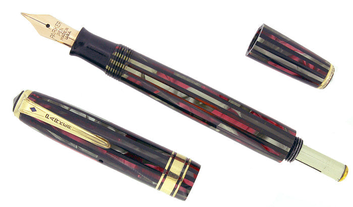 1941 PARKER DUOFOLD FOUNTAIN PEN DUSTY ROSE CELLULOID INGENUE SIZE RESTORED OFFERED BY ANTIQUE DIGGER