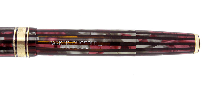 1941 PARKER DUOFOLD FOUNTAIN PEN DUSTY ROSE CELLULOID INGENUE SIZE RESTORED OFFERED BY ANTIQUE DIGGER