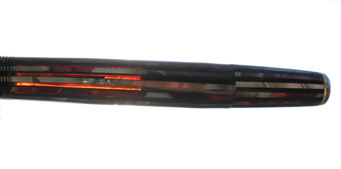 1941 PARKER DUOFOLD FOUNTAIN PEN DUSTY ROSE CELLULOID INGENUE SIZE RESTORED OFFERED BY ANTIQUE DIGGER