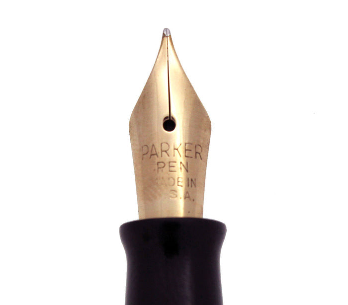 1941 PARKER DUOFOLD FOUNTAIN PEN DUSTY ROSE CELLULOID INGENUE SIZE RESTORED OFFERED BY ANTIQUE DIGGER