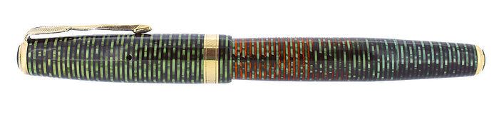 1941 PARKER EMERALD PEARL VACUMATIC DOUBLE JEWEL FOUNTAIN PEN F-BB NIB RESTORED OFFERED BY ANTIQUE DIGGER