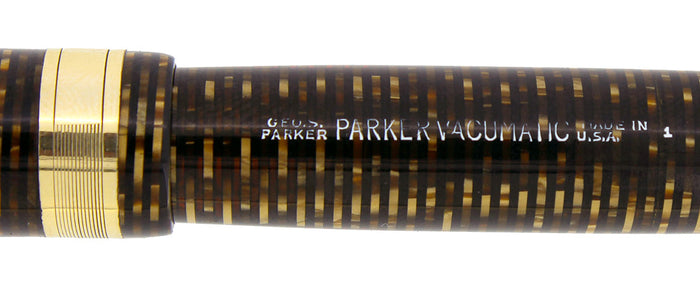 1941 PARKER GOLDEN PEARL VACUMATIC DOUBLE JEWEL JEWELERS CAP BAND FOUNTAIN PEN RESTORED OFFERED BY ANTIQUE DIGGER