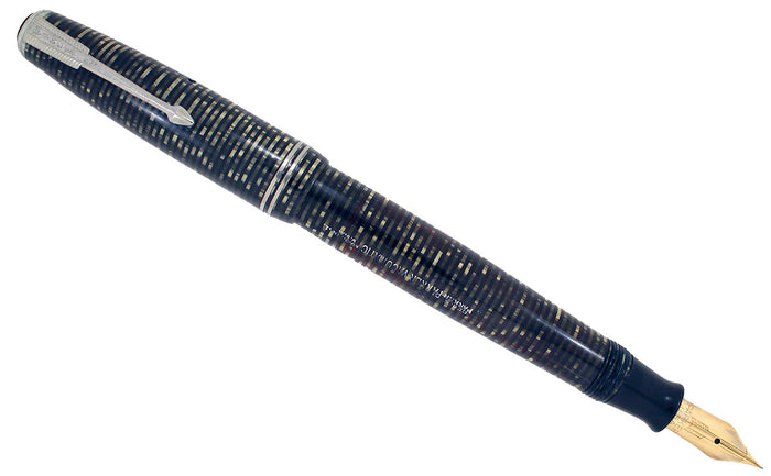 1941 PARKER SILVER PEARL DOUBLE JEWEL VACUMATIC FOUNTAIN MAJOR SIZE RESTORED OFFERED BY ANTIQUE DIGGER